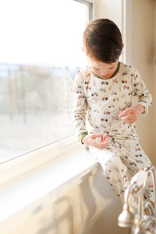 Tiny Tractors 2pc Bamboo Pajamas