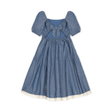 Crochet Trim Organic Chambray Dress