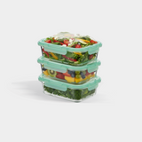 Glass Containers with Flexible Silicone Lids - Set of 3