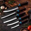 5 Piece Hammer Forged Kitchen Knife Set With Rosewood Handle