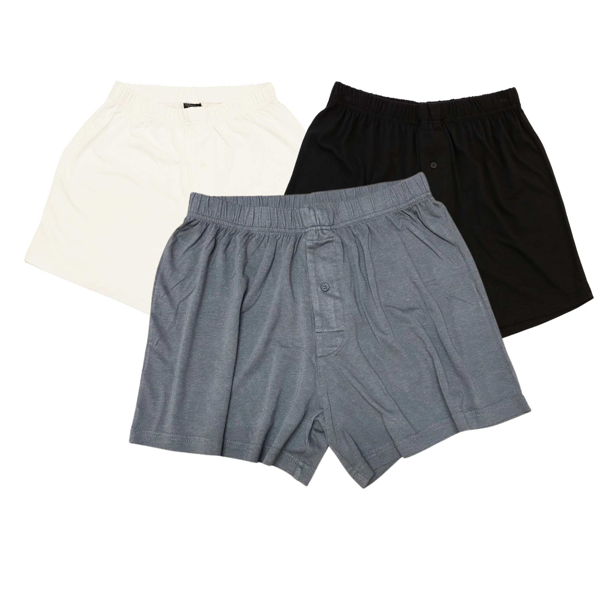 Men’s Bamboo Viscose Boxer Shorts — 3-Pack (Cream, Charcoal, Black)