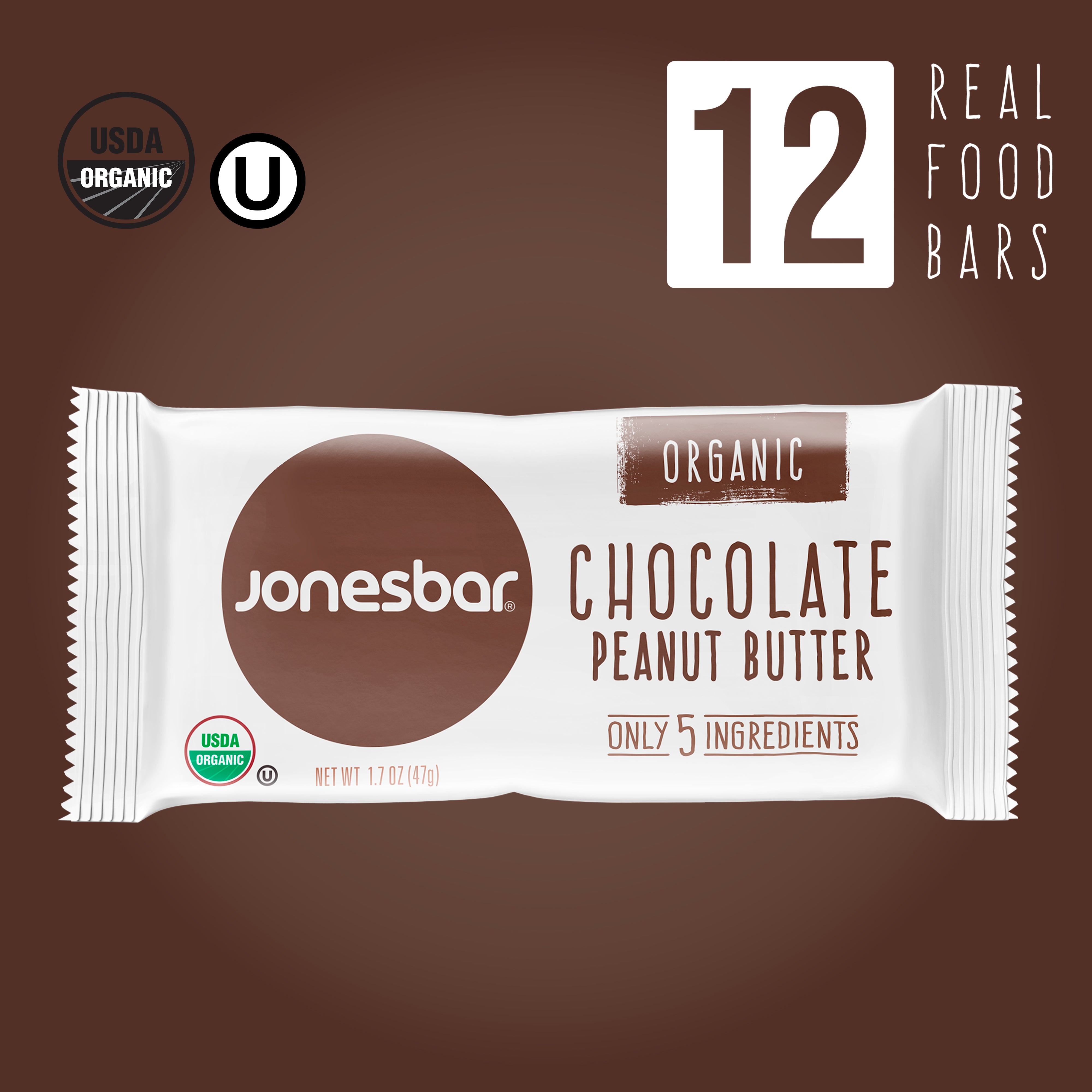 Organic Chocolate Peanut Butter Date Bars – 5-Ingredient Snack (12-Pack)