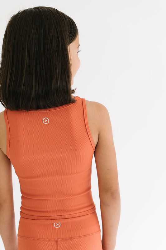 Ribbed Longline Crop in Persimmon