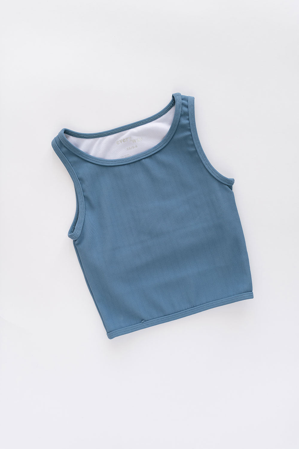 Ribbed Longline Crop in Cornflower