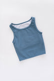 Ribbed Longline Crop in Cornflower