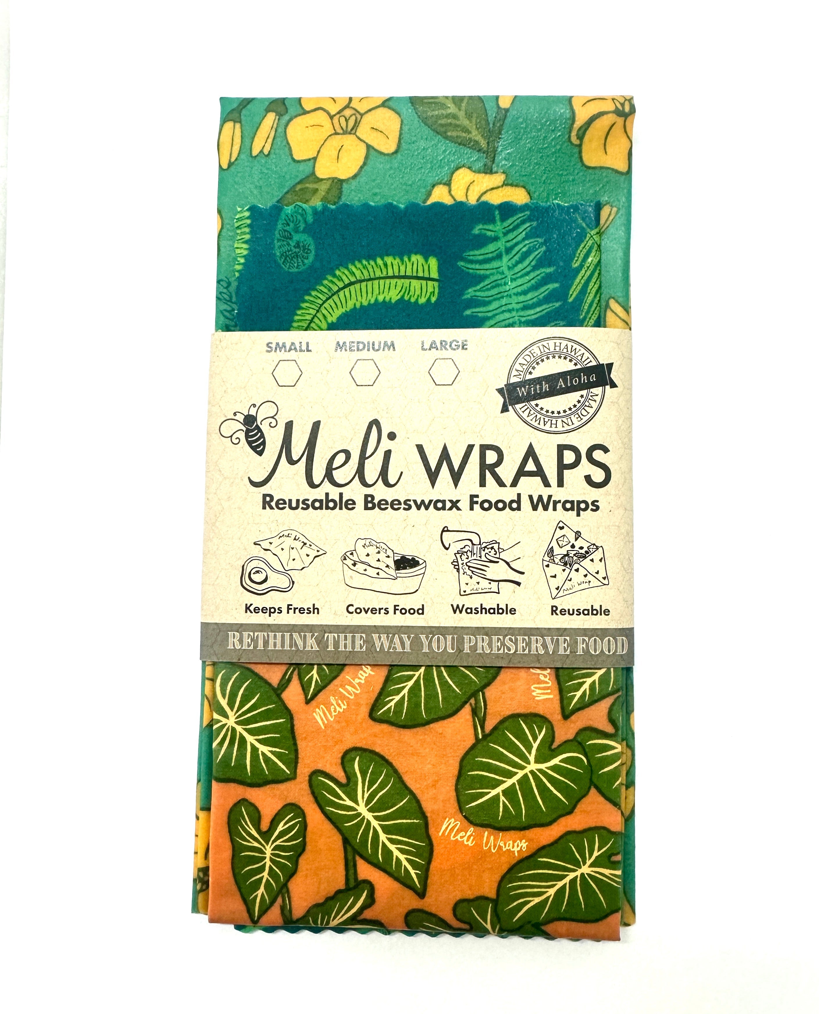Beeswax Wrap Variety Pack – Hawaiiana Print (3-Pack)