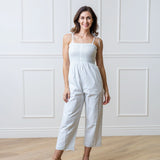 Organic Smocked Button Front Jumpsuit