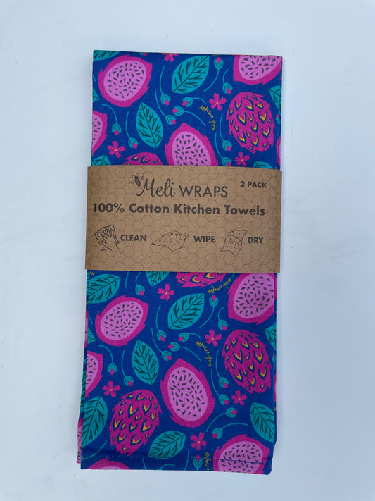 Dragonfruit Kitchen Towel Set of 2 100% Cotton