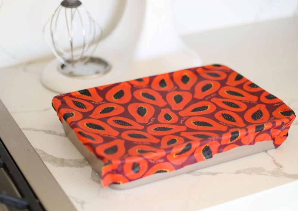Beeswax Wrap Bulk Roll - Purple Papaya Print