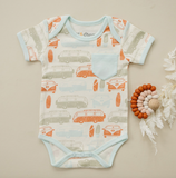 GOTS Certified Organic Cotton Short Sleeve Bodysuit - Vintage Busses