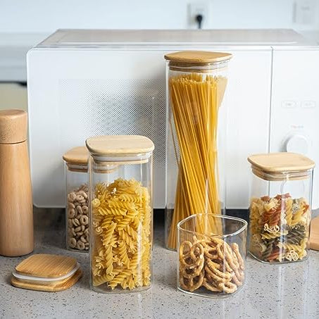 Glass Canister Set & Bamboo Lid