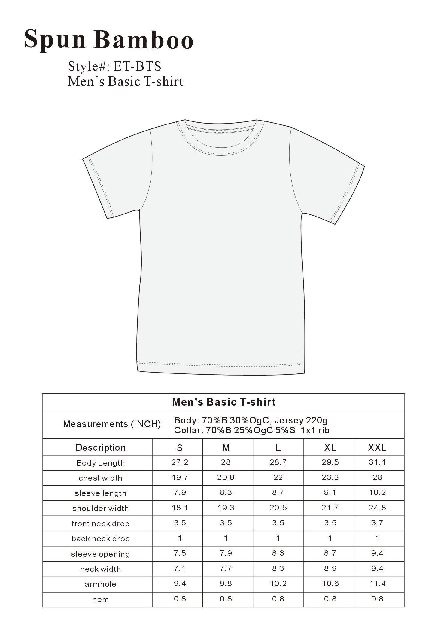Men's Bamboo Short Sleeve T-Shirt - Classic Cut